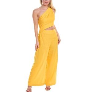 Farm Rio asymmetric linen blend jumpsuit NWT